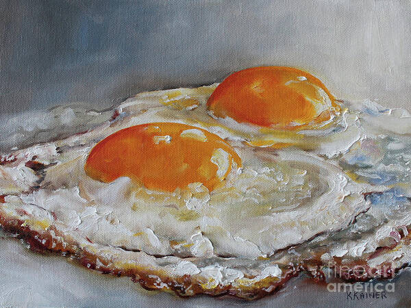 Fried Eggs Art Print featuring the painting Two Fried Eggs #1 by Kristine Kainer