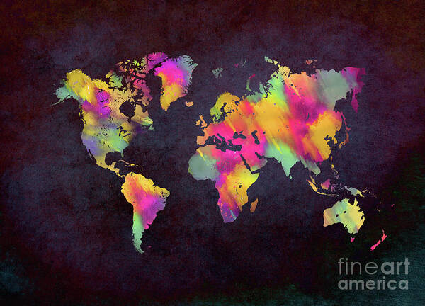 Map Of The World Art Print featuring the digital art World Map Art #1 by Justyna Jaszke JBJart
