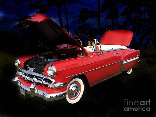 Red Belair Art Print featuring the photograph 1954 BelAir Convertible by Anne Sands