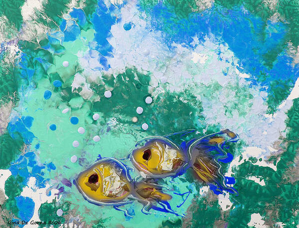 Fish Art Print featuring the painting 2 Fish by Gina De Gorna