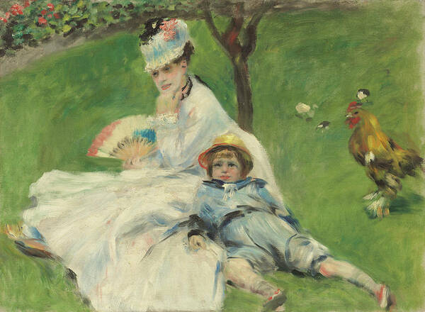 Auguste Renoir Art Print featuring the painting Madame Monet And Her Son #2 by Auguste Renoir