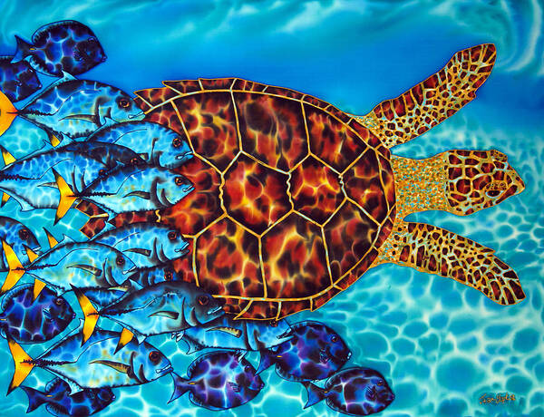 Turtle Art Print featuring the painting Sea Turtle by Daniel Jean-Baptiste