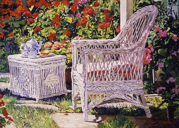 Garden Art Print featuring the painting Tea Time #2 by David Lloyd Glover