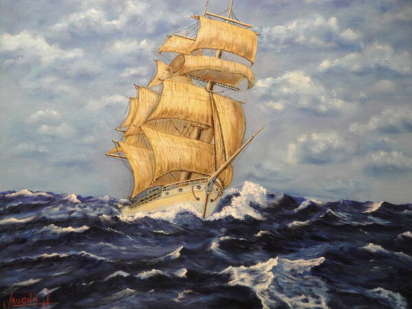 Ocean Art Print featuring the painting Ocean Voyage #3 by Charles Vaughn