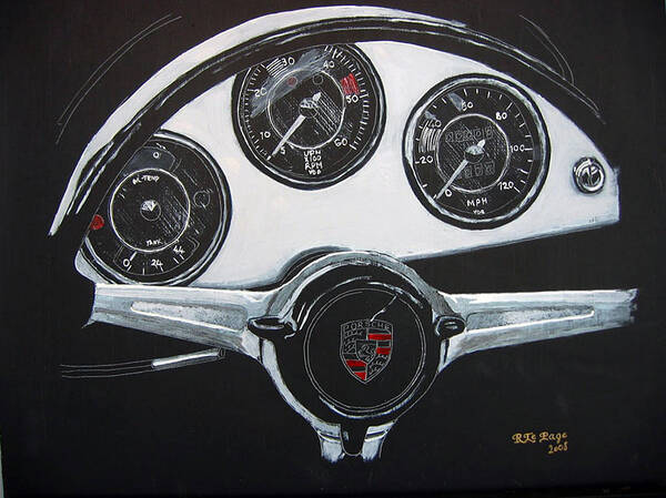 Porsche Art Print featuring the painting 356 Porsche Dash by Richard Le Page