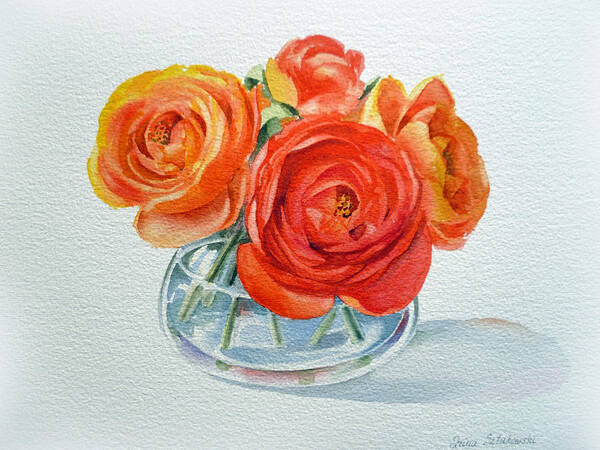 Ranunculus Art Print featuring the painting Ranunculus #3 by Irina Sztukowski