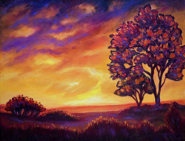 Tree Art Print featuring the painting After sunset #5 by Lilia S