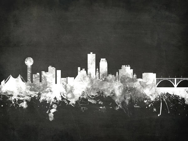 United States Art Print featuring the digital art Knoxville Tennessee Skyline #5 by Michael Tompsett