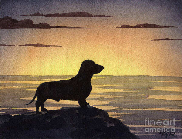 Dachshund Art Print featuring the painting Dachshund at the Beach #5 by David Rogers