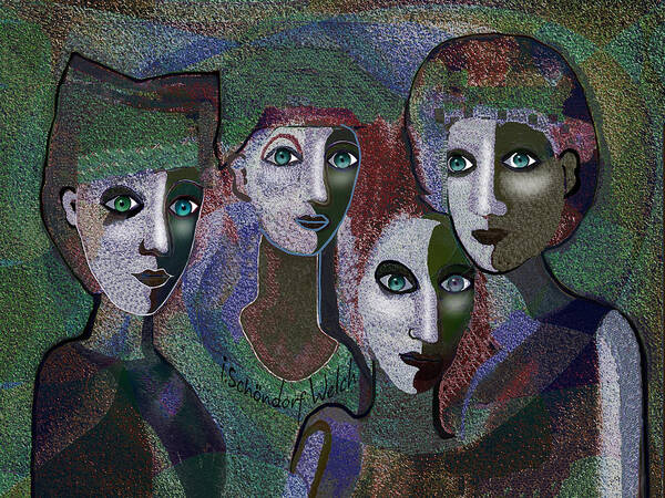 649 - Gauntly Ladies Art Print featuring the digital art 649 - Gauntly Ladies by Irmgard Schoendorf Welch