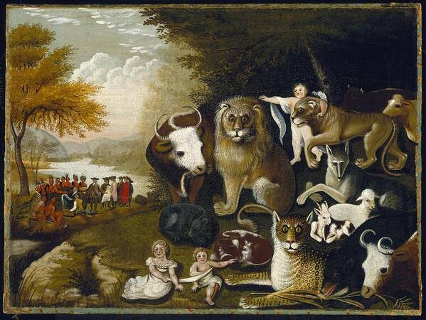 Edward Hicks (american Art Print featuring the painting The Peaceable Kingdom #7 by MotionAge Designs