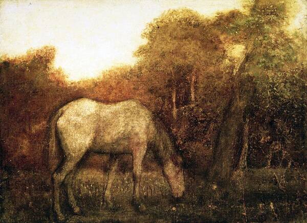 The Grazing Horse Art Print featuring the painting The Grazing Horse #8 by MotionAge Designs