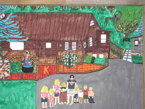 Girls Art Print featuring the painting 9 Grand Kids by Jeffrey Koss