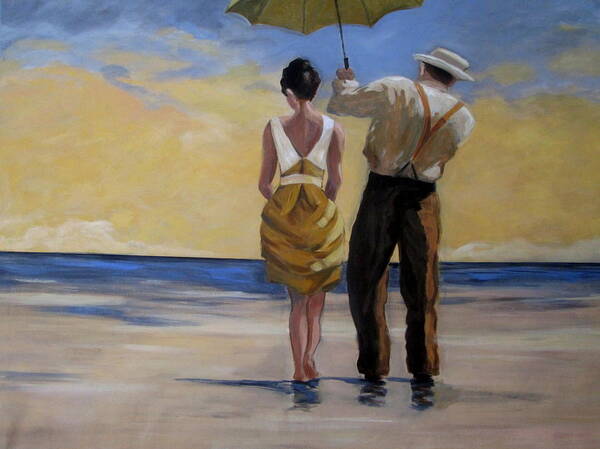 Beach Art Print featuring the painting A gentleman and his lady by Rosie Sherman