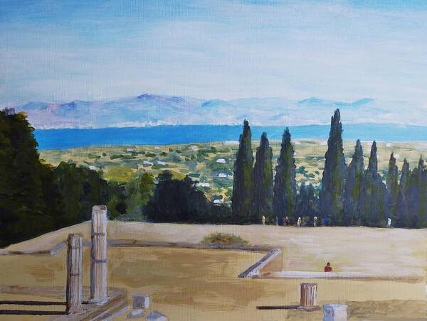 Asclepeion Art Print featuring the painting A Healing Place The Asclepeion by Nigel Radcliffe