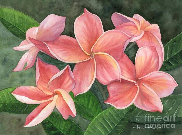 Hao Aiken Art Print featuring the painting A July Surprise - Plumeria Watercolor by Hao Aiken