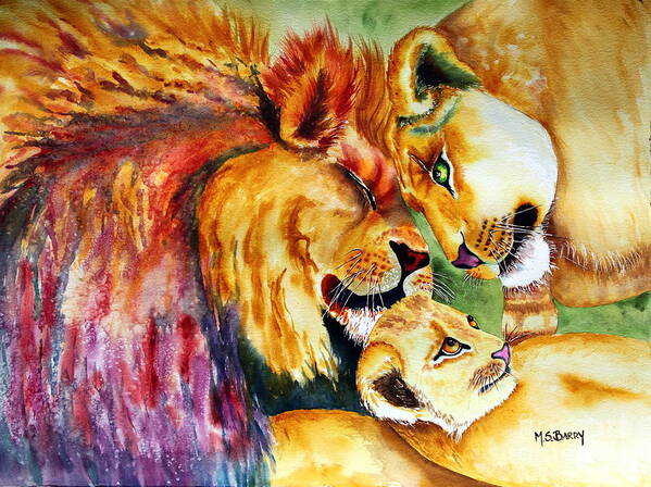 Lion Art Print featuring the painting A Lion's Pride by Maria Barry