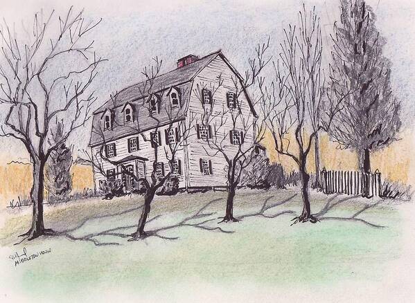Middleton Ma Art Print featuring the drawing A Middleton MA Gambrel by Paul Meinerth