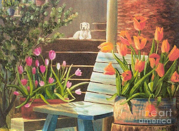 Dog Art Print featuring the painting A Special Place by Renate Wesley