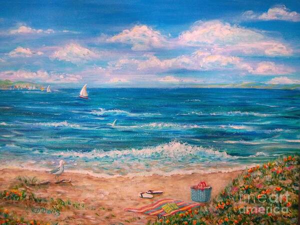 Seaside Art Print featuring the painting A Walk in the Sand by Dee Davis