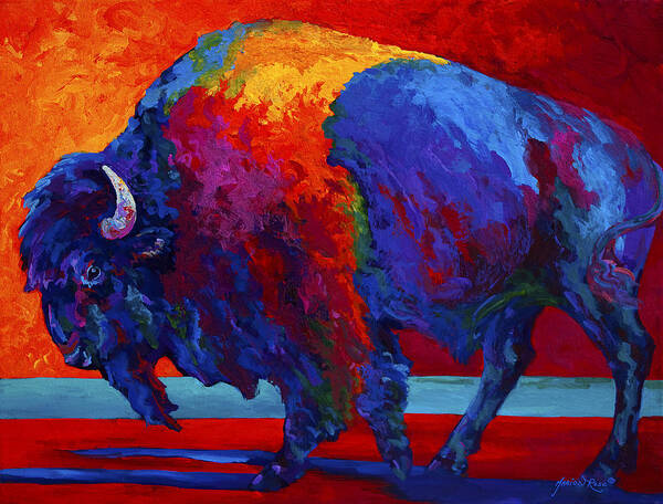 Bison Art Print featuring the painting Abstract Bison by Marion Rose