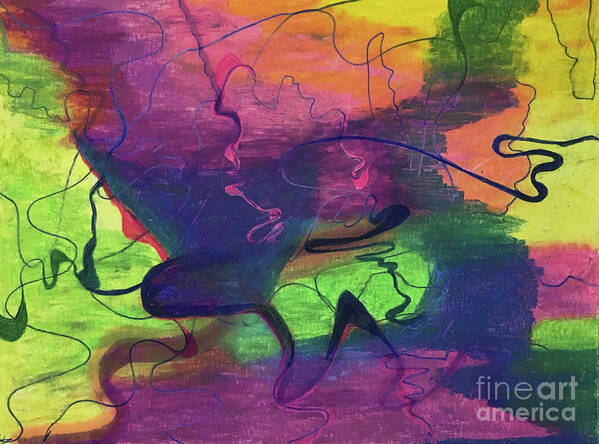 Colorful Abstract Cloud Swirling Lines By Annette M Stevenson Art Print featuring the painting Colorful Abstract Cloud Swirling Lines by Annette M Stevenson