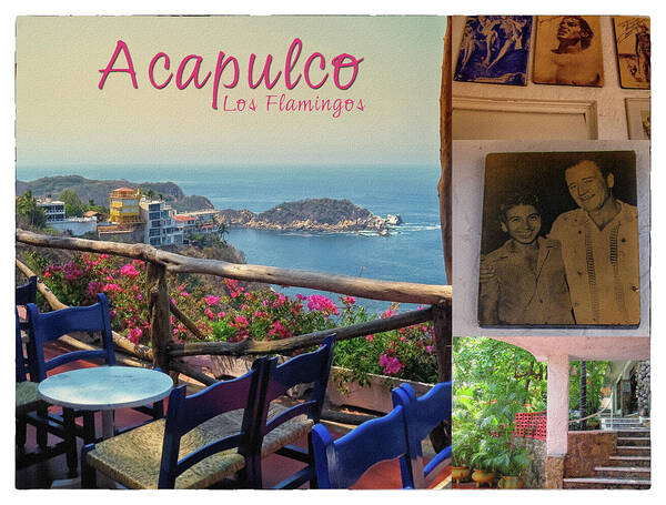 Acapulco Art Print featuring the photograph Los Flamingos Hotel Acapulco vintage by Tatiana Travelways