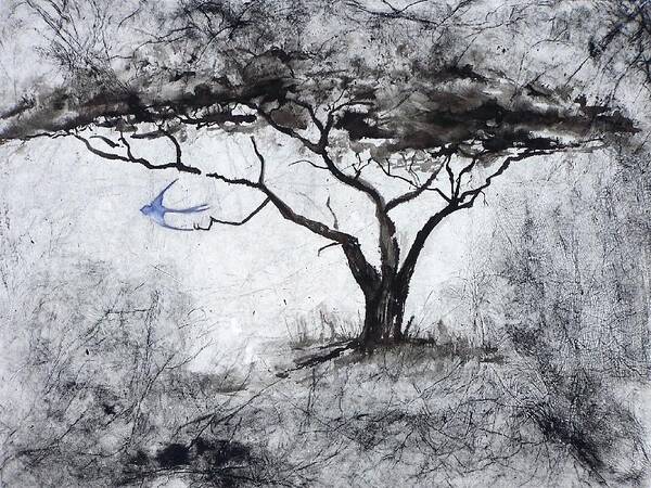 Landscape Art Print featuring the painting Acasia Tree by Ilona Petzer