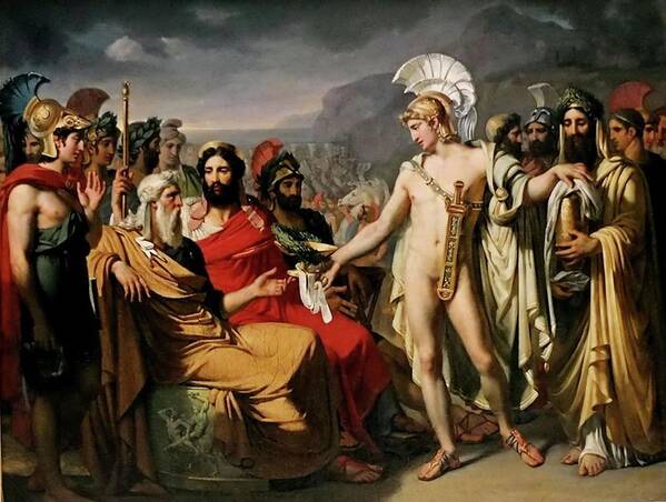Neoclassicism Art Print featuring the painting Achilles Pays to Nestor the Price of Wisdom by Joseph Desire Court