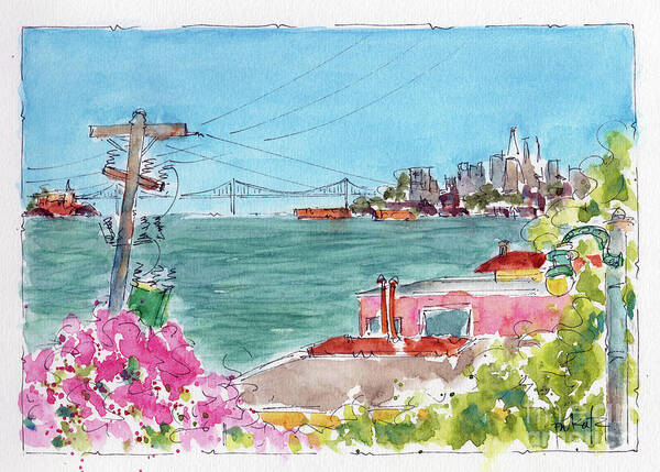 Impressionism Art Print featuring the painting Across The Bay From Sausalito by Pat Katz