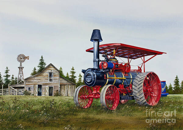 Advance Rumely Art Print featuring the painting Advance Rumely Steam Traction Engine by James Williamson
