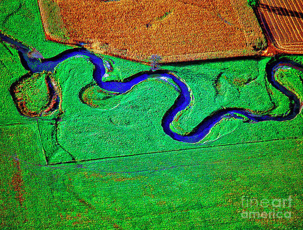 Aerial Art Print featuring the photograph Aerial Farm Stream 3 by Tom Jelen