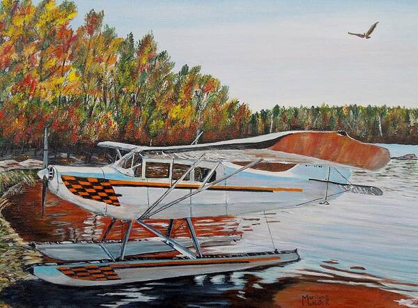 Aeronca Chief Float Plane Art Print featuring the painting Aeronca Super Chief 0290 by Marilyn McNish