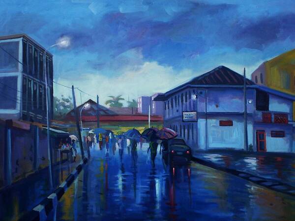 After Rain Art Print featuring the painting After rain by Aderonke ADETUNJI