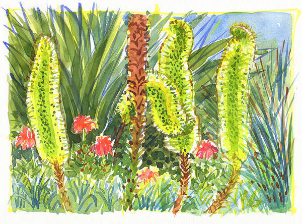 Plant Art Print featuring the painting Agave in Bloom by Judith Kunzle