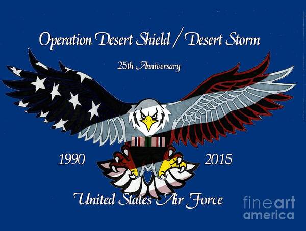 United Art Print featuring the drawing Air Force Desert Storm by Bill Richards