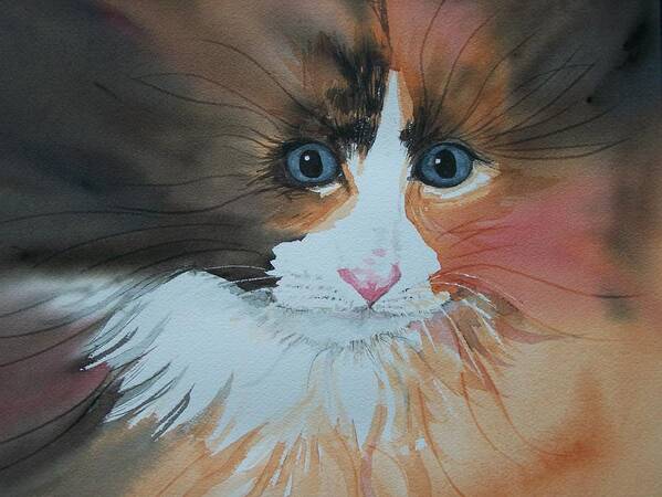 Watercolor Art Print featuring the painting Ali Cat Abstract by Lynn Babineau
