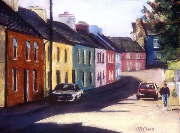 Irish Village Art Print featuring the pastel All In A Row by Julie Maas