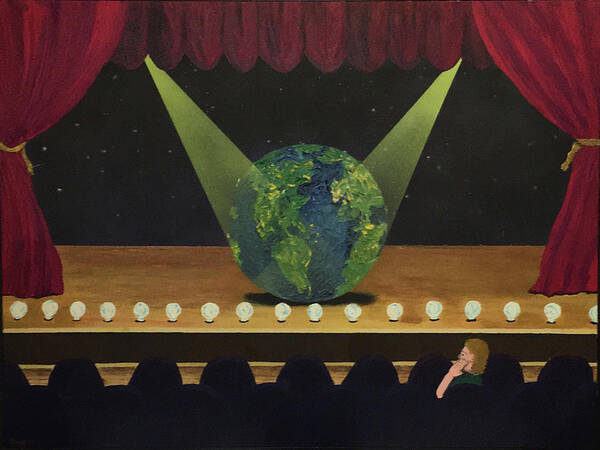 Surrealism Art Print featuring the painting All the World's On Stage by Thomas Blood