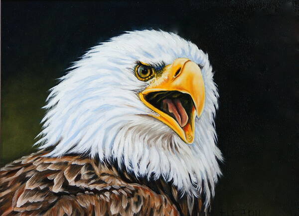 American Art Print featuring the painting American Bald Eagle by Theresa Cangelosi
