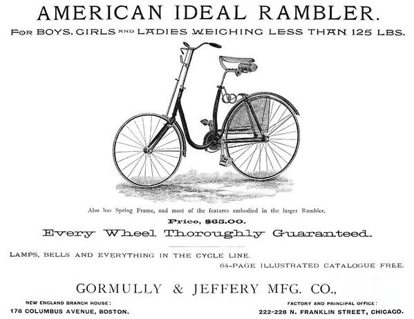 1890 Art Print featuring the photograph American Bicycle, 1890 by Granger
