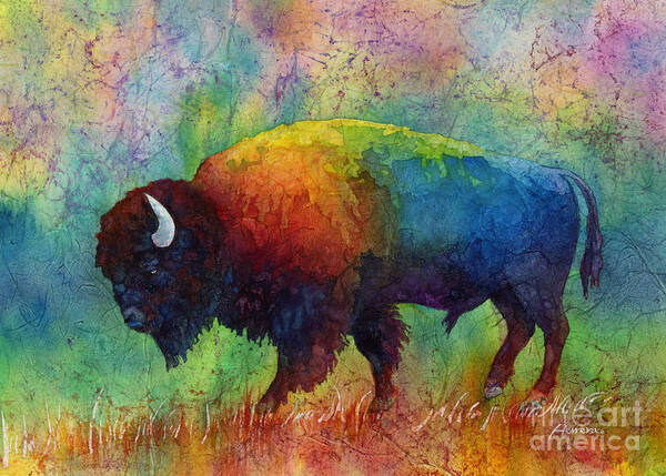Bison Art Print featuring the painting American Buffalo 6 by Hailey E Herrera