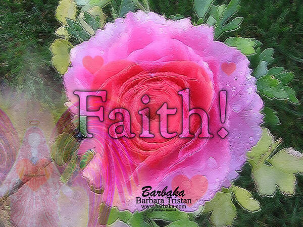 Angels Art Print featuring the photograph Angels Pink Rose of Faith by Barbara Tristan