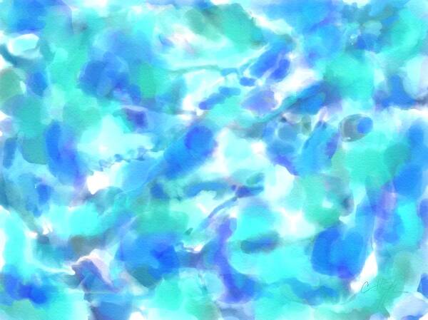 Abstract Art Print featuring the digital art Aqua by Cristina Stefan