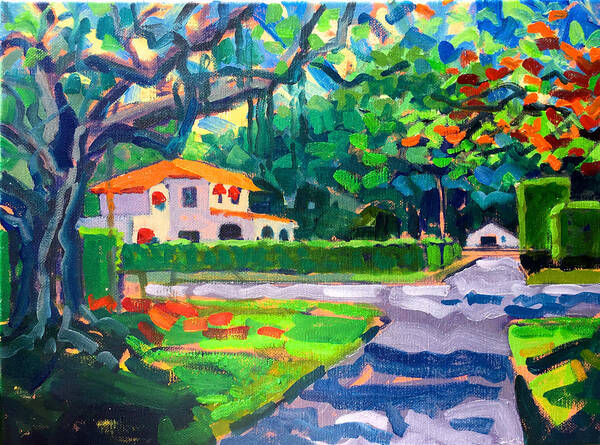 Mizner Home Art Print featuring the painting At Old Floresta 6-11-15 by Ralph Papa