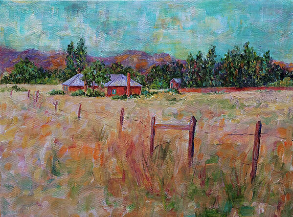 House Art Print featuring the painting At the Farm by Sally Quillin