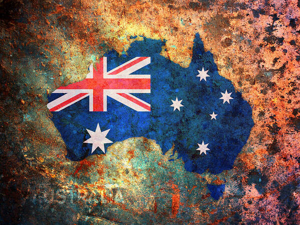 Australia Art Print featuring the digital art Australia Flag Map by Michael Tompsett