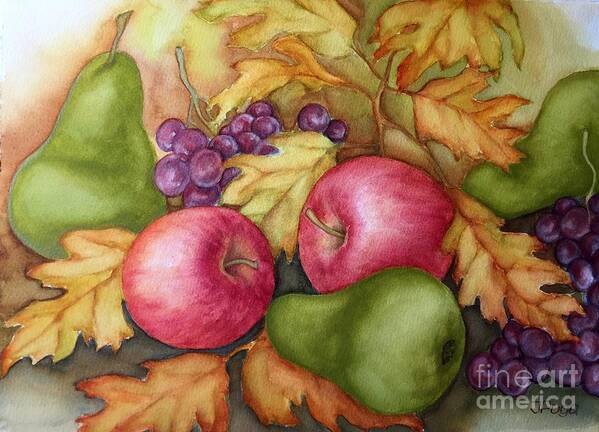 Fall Still Life Art Print featuring the painting Still life with apples by Inese Poga