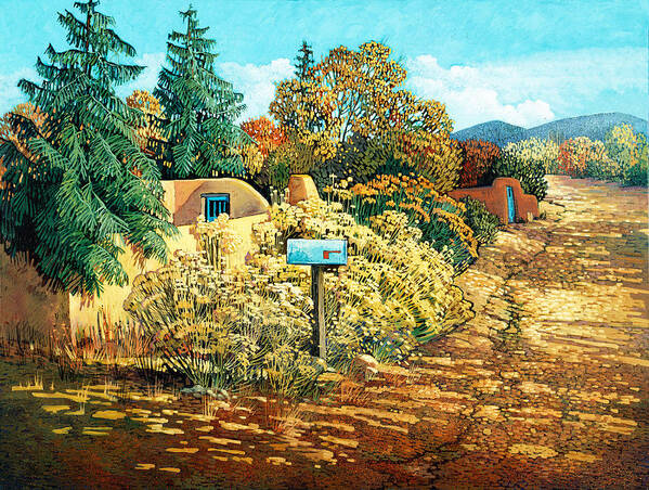 New Mexico Landscapes Art Print featuring the painting Autumn in Santa Fe by Donna Clair