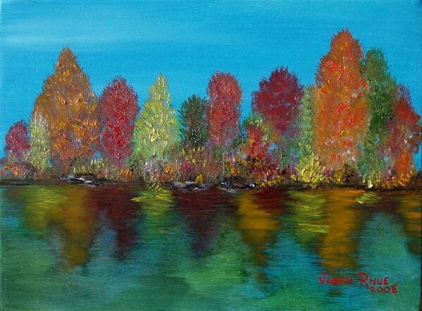 Autumn Art Print featuring the painting Autumn Reflection by Judith Rhue